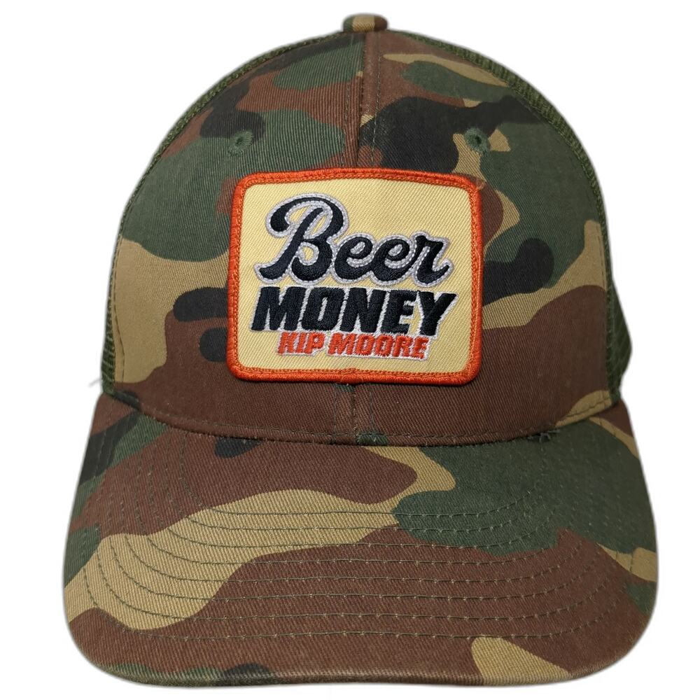 Decky Trucker Hat Green Camo One Size Kip Moore Beer Money Mesh Back Snapback
